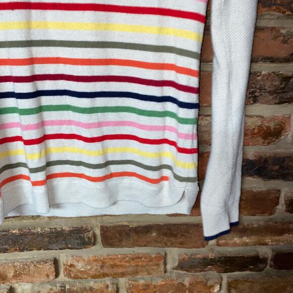 Talbots Beige Rainbow Metallic Stripe Button Shoulder Knit Sweater Women's XS - Picture 3 of 6